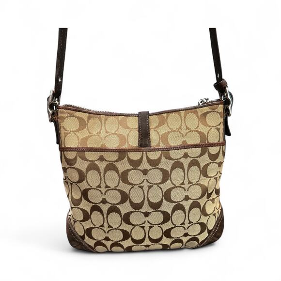 Coach Signature Suede Trim Silver Buckle 
Shoulder Bag - Picture 3 of 10